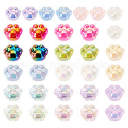 Pandahall 32Pcs 16 Colors UV Plating Rainbow Iridescent Acrylic Beads, Cat's Paw Print, Mixed Color, 13~16.5x15.5~18.5x10.5~13mm, Hole: 3mm, 2pcs/style(OACR-TA0001-43)