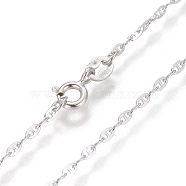925 Sterling Silver Mariner Link Chain Necklaces, with Spring Ring Clasps, Platinum, 17.7 inches(45cm)(STER-L059-10P)