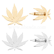 Unicraftale 4Pcs 2 Colors Leaf Brooch, 201 Stainless Steel Lapel Pin for Backpack Clothes, Golden & Stainless Steel Color, 46x52.5x7.5mm, Pin: 0.7mm, 2pcs/color(STAS-UN0034-82)