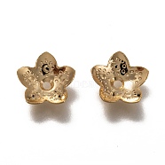 304 Stainless Steel Bead Caps, 5-Petal Flower, Real 18k Gold Plated, 10x10.5x2.5mm, Hole: 1.4mm(STAS-H130-25G)