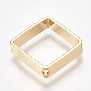 Brass Pendants, Rhombus, Nickel Free, Real 18K Gold Plated, 20x20x4mm, Hole: 1.8mm(KK-S350-164A-G)