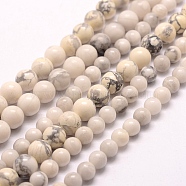 Natural Howlite Beads Strands, Round, 4~4.5mm, Hole: 1mm, about 95pcs/strand, 15.75 inch(40cm)(G-E380-08-4mm)