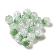 Duotone Spray Painted Crackle Acrylic Beads, Round, Lime Green, 10mm, Hole: 1.8mm, about 850pcs/500g(OACR-G029-02D)