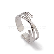 Non-Tarnish 304 Stainless Steel Criss Cross Open Cuff Rings for Women, Stainless Steel Color, US Size 6 3/4(17.1mm)(RJEW-G285-50P)