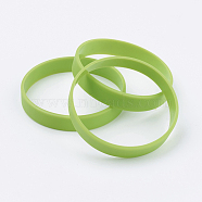 Silicone Wristbands Bracelets, Cord Bracelets, Yellow Green, 7-1/8 inch(18cm), 12x2mm(BJEW-J176-180-01)