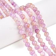 Dyed Natural White Jade Beads Strands, Two Tone, Round, Pearl Pink, 6x6mm, Hole: 0.9mm, about 61~65pcs/strand, 14.65~15.2''(37.2~38cm)(G-T138-6mm-210-9)