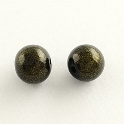 Spray Painted Glass Round Bead Strands, Dark Olive Green, 6mm, Hole: 1.3~1.6mm, about 133pcs/strand, 31.4 inch(DGLA-Q015-6mm-20)