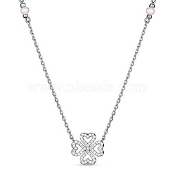 TINYSAND Clover 925 Sterling Silver Cubic Zirconia Pendant Necklaces, Silver, 16.27 inch(TS-N339-S)
