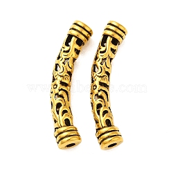 Tibetan Style Alloy Hollow Curved Flower Tube Beads, Antique Golden, 41x10x7mm, Hole: 2.5mm(FIND-Z063-32AG)