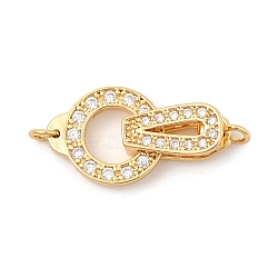 Brass Micro Pave Rhinestone Fold Over Clasps, Ring, Real 18K Gold Plated, 24mm(KK-S407-15G)