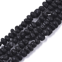 Luster Natural Lava Rock Beads Strands, Nuggets, Black, 6~10x6~10x4~6mm, Hole: 1mm, about 75~80pcs/strand, 15.35 inch(39cm)(G-S352-27)