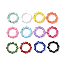 Spray Painted Alloy Spring Gate Rings, Octagon, Mixed Color, 30x28x5mm, inner diameter: 19mm(PALLOY-K257-05)