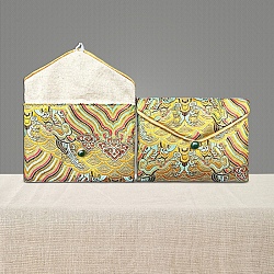 Chinese Style Gift Blessing Bags Envelope Bags, Jewelry Storage Pouches for Wedding Party Candy Packaging, Rectangle, Yellow, 12x9cm(PW-WG71878-02)