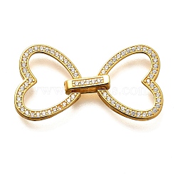 925 Sterling Silver Fold Over Clasps, Bowknot, Real 18K Gold Plated, 29x15.5x3mm(STER-B006-08G-B)