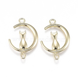 Alloy Jewelry Pendants, Moon with Cat, Light Gold, 28x20x3mm, Hole: 2.5mm(PALLOY-Z001-05LG)