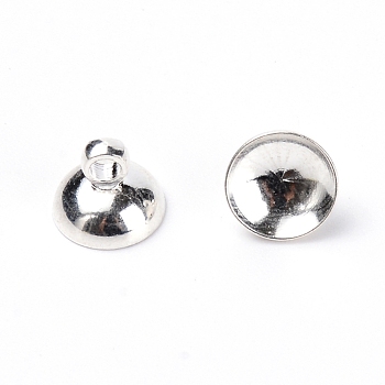Zinc Alloy Bead Cap Pendant Bails, for Globe Glass Bubble Cover Pendants, Platinum, 8x6.5mm, Hole: 2mm