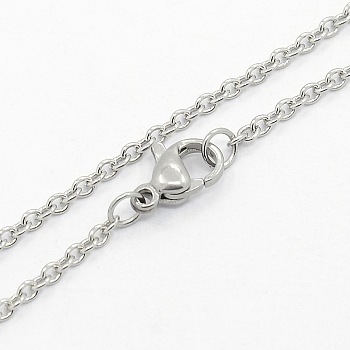 Unisex 304 Stainless Steel Cable Chain Necklaces, with Lobster Claw Clasps, Stainless Steel Color, 23.6 inch(60cm)