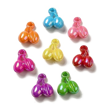 Plating Opaque Acrylic Pendants, AB Color, Fruit, Mixed Color, 21.5x17x8mm, Hole: 2.5mm, 500pcs/500g