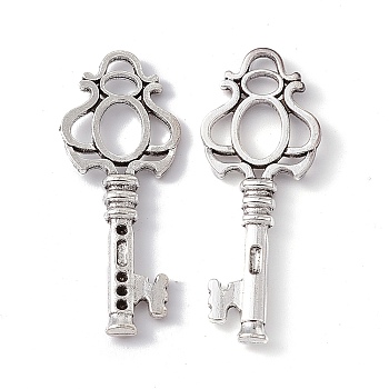 Alloy Pendants, Cadmium Free & Lead Free, Key, Antique Silver, 45mm long, 17mm wide, 3.5mm thick
