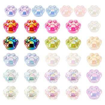 Pandahall 32Pcs 16 Colors UV Plating Rainbow Iridescent Acrylic Beads, Cat's Paw Print, Mixed Color, 13~16.5x15.5~18.5x10.5~13mm, Hole: 3mm, 2pcs/style
