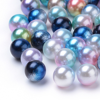 Rainbow Acrylic Imitation Pearl Beads, Gradient Mermaid Pearl Beads, No Hole, Round, Mixed Color, 6mm, about 5000pcs/bag