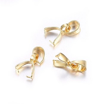 304 Stainless Steel Pendant Pinch Bails, Golden, 9x7x2.5mm, Hole: 5x3.5mm