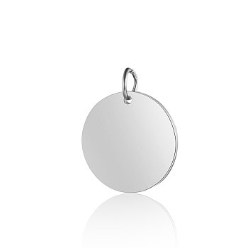 201 Stainless Steel Pendants, Manual Polishing, Flat Round, Stamping Blank Tag, Stainless Steel Color, 12x1mm, Hole: 3.5mm