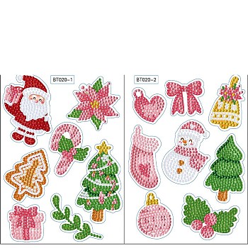DIY Christmas Theme Diamond Painting Sticker Kit, Including Resin Rhinestones Bag, Diamond Sticky Pen, Tray Plate and Glue Clay, Bowknot, 180x130mm, 2 Sheet/set