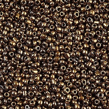 12/0 Glass Seed Beads, Metallic Colours, Camel, 2mm, Hole: 1mm, about 30000pcs/pound