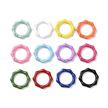 Spray Painted Alloy Spring Gate Rings, Octagon, Mixed Color, 30x28x5mm, inner diameter: 19mm