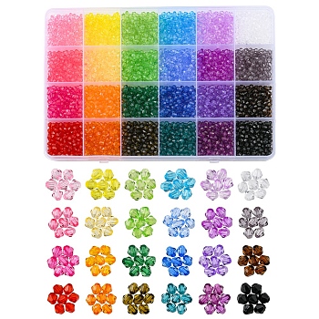 5760pcs 24 couleurs perles acryliques transparentes, Toupie, couleur mixte, 4x4mm, Trou: 1.5mm, environ 240pcs / couleurs