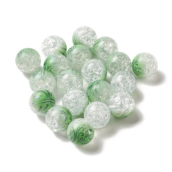 Duotone Spray Painted Crackle Acrylic Beads, Round, Lime Green, 10mm, Hole: 1.8mm, about 850pcs/500g