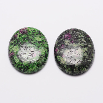 Oval Natural Sesame Jasper/Kiwi Jasper Cabochons, Dyed, 18x13x6mm