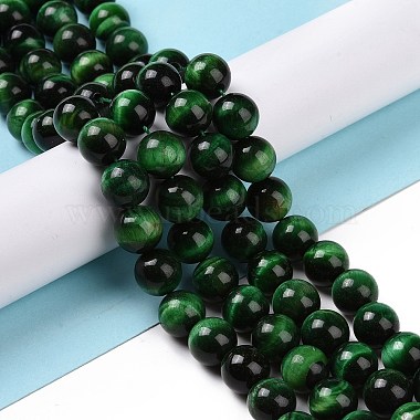Natural Green Tiger Eye Beads Strands(X-G-G099-10mm-6)-2