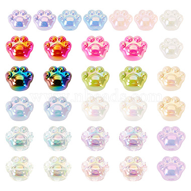 Mixed Color Paw Print Acrylic Beads