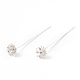 Brass Micro Pave Clear Cubic Zirconia Flower Head Pins(KK-G413-01S)-1