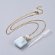 Natural Aquamarine Perfume Bottle Pendant Necklaces(NJEW-F266-01B)-2