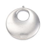 304 Stainless Steel Pendants, Round Ring Charm, Anti-Tarnish, Stainless Steel Color, 42x39x8.5mm, Hole: 1.8mm(X-STAS-P386-02B-P)