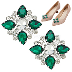 2Pairs Detachable Rhinestone Shoe Decorations, with Alloy Buckle Clip, Platinum, Rhinoceros, 53x53x14mm(DIY-AR0004-51A)