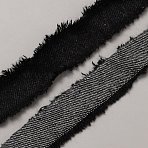 Denim Fabric Ribbons, for Clothing Decoration, Black, 7/8~1-1/8 inch(22~30mm)(DIY-WH0580-47D)