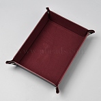 PU Leather Jewelry Display Trays with Snap Buttons, Rectangle, Dark Red, 23.2x17.5x3.65cm(ODIS-WH20010-04A)