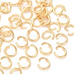 Brass Open Jump Rings, Round, Cadmium Free & Lead Free, Real 24K Gold Plated, 4.5x0.7mm, Inner Diameter: 3mm, 21 Gauge(KK-G604-08G-16)