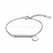 Stylish Stainless Steel Round Tag Chain Bracelet for Women Daily Wear, Stainless Steel Color(UL1413-2)