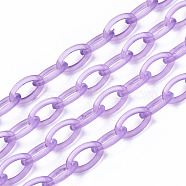 Handmade Transparent ABS Plastic Cable Chains, Oval, Medium Purple, 19.29 inch~19.68 inch(49~50cm), Link: 13x7.5x1.5mm(KY-S166-001C)