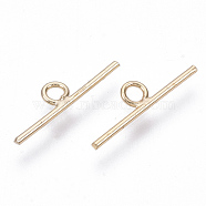 Brass Charms, Nickel Free, Bar, Real 18K Gold Plated, 15x4x1mm, Hole: 1.6mm(KK-N231-58-NF)
