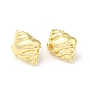 Rack Plating Brass Stud Earrings, Shell Shape, Long-Lasting Plated, Real 18K Gold Plated, 27x20mm(X-EJEW-Q786-01G)