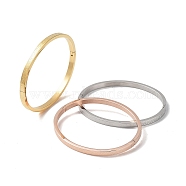 3Pcs 3 Color 304 Stainless Steel Textured Bangles Set, Mixed Color, 2x2-3/8 inch(50x59mm), 1Pc/color(BJEW-F464-04)