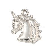 Non-Tarnish 304 Stainless Steel Pendants, Unicorn Charm, Stainless Steel Color, 22x16x2mm, Hole: 1.5mm(STAS-I307-572P)