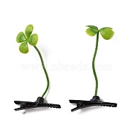 Bean Sprout Plastic Alligator Hair Clips, Green Pea Cute Flower Grass Hair Clips Decoration for Girls, Leaf Pattern, Leaf: 23x24mm(PHAR-WH0017-05L)