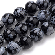 Natural Snowflake Obsidian Beads Strands, Round, 8mm, Hole: 1mm, about 50pcs/strand, 15.7 inch(G-S259-20-8mm)